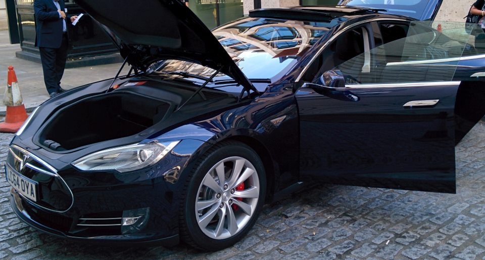 Tesla Model S with doors open