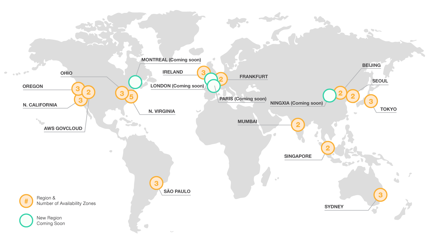 AWS regions map