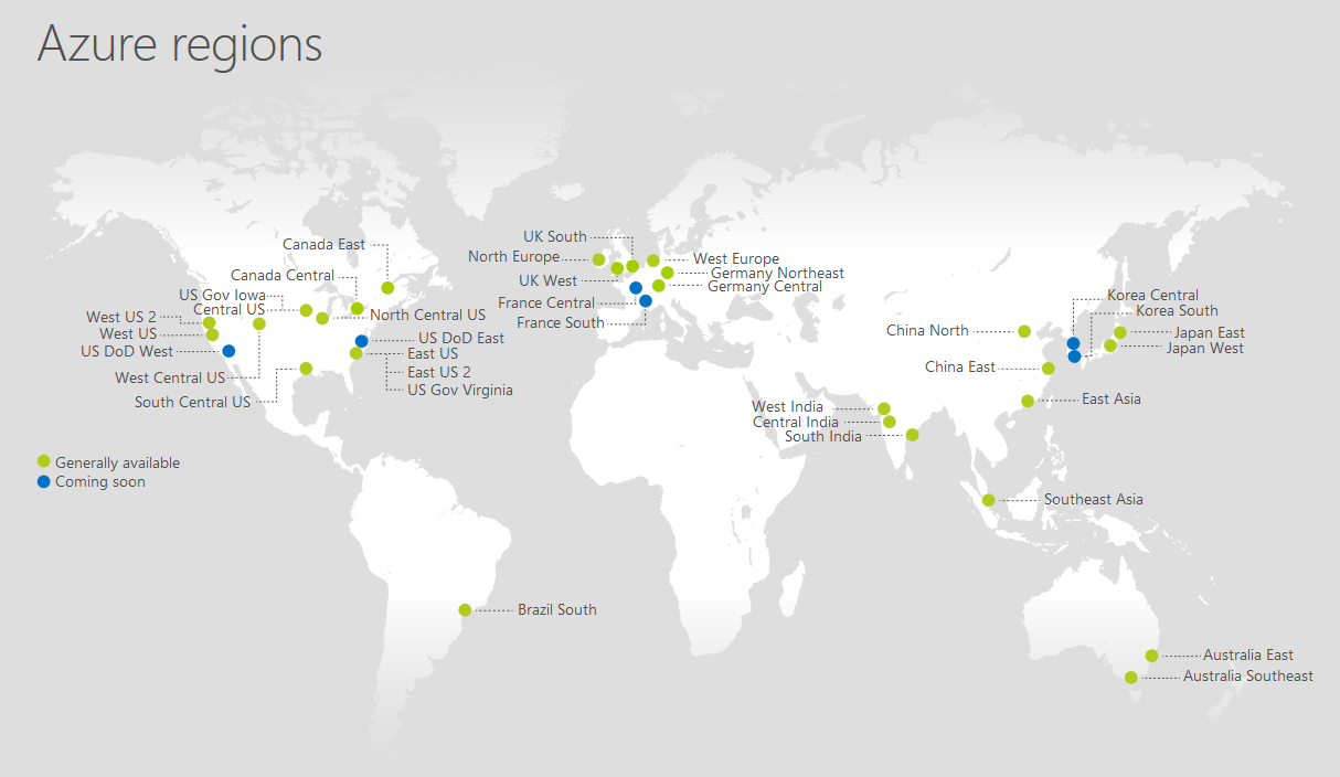 Azure regions map