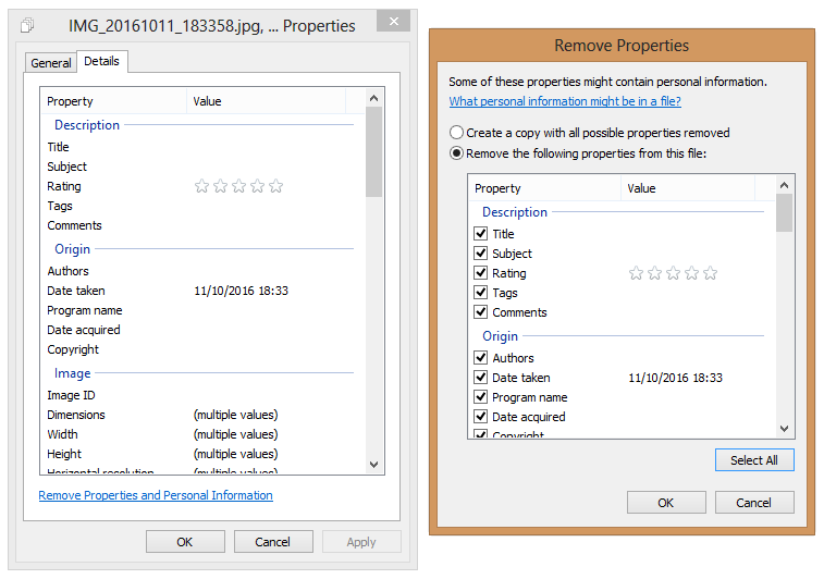 Before remove Exif details multiple files