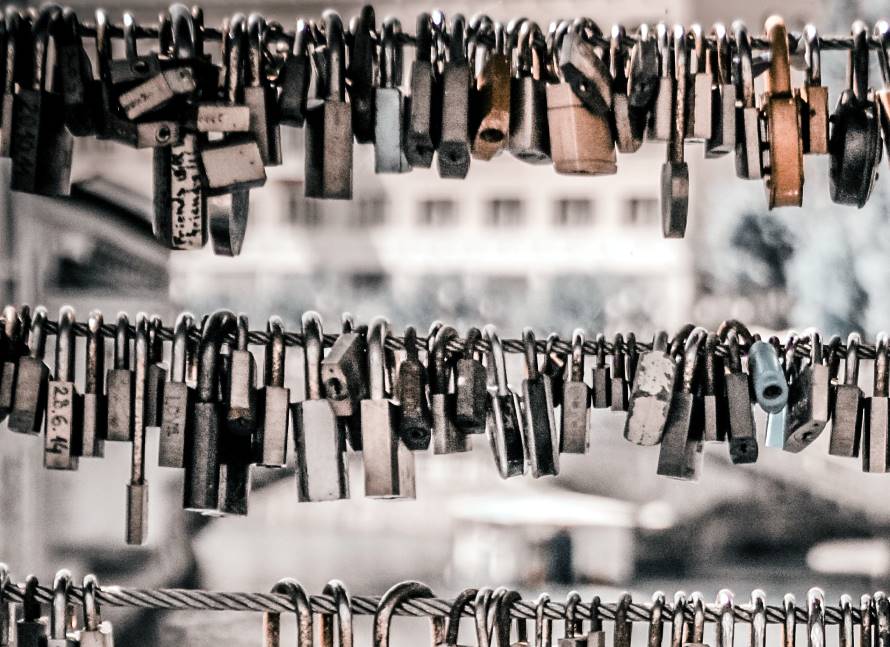 padlocks on wires