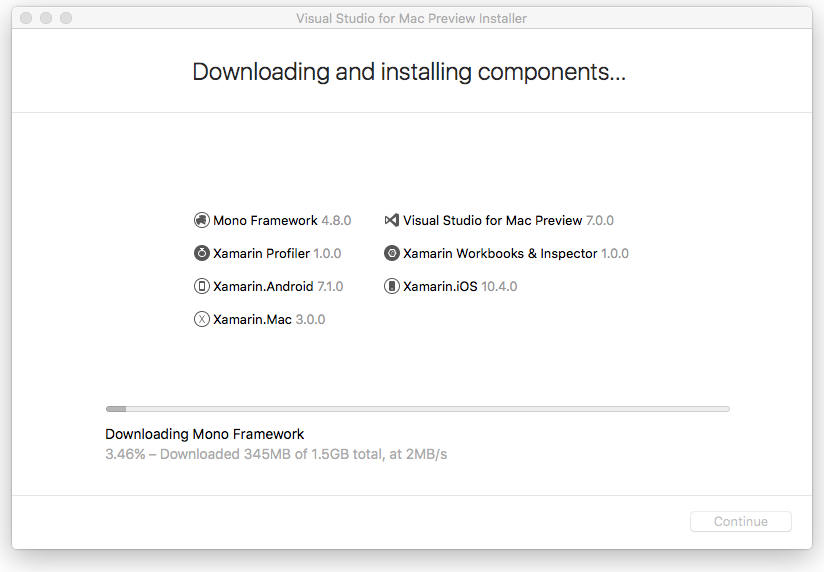 VS Mac install start