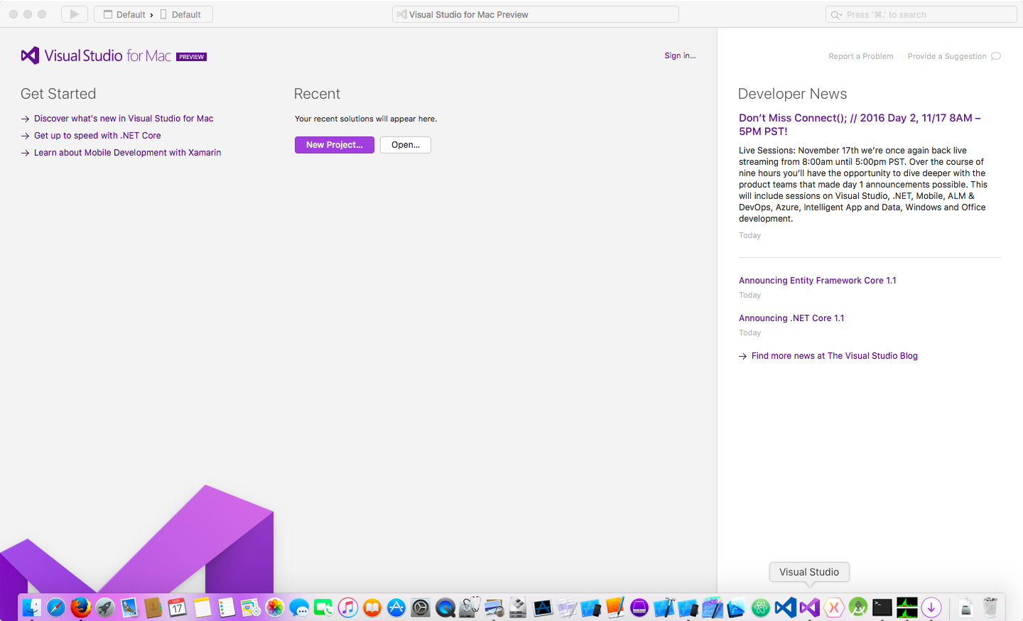 visual studio community mac .net core