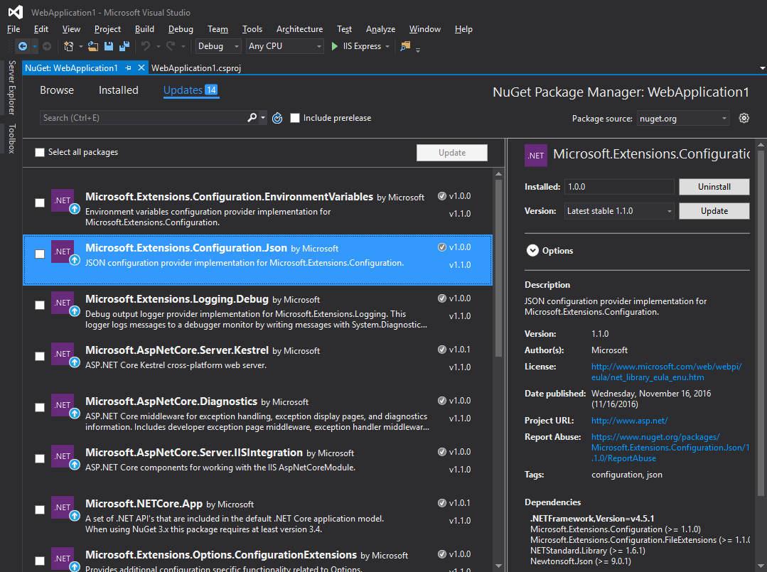 Visual Studio 2017 Release Candidate NuGet Update