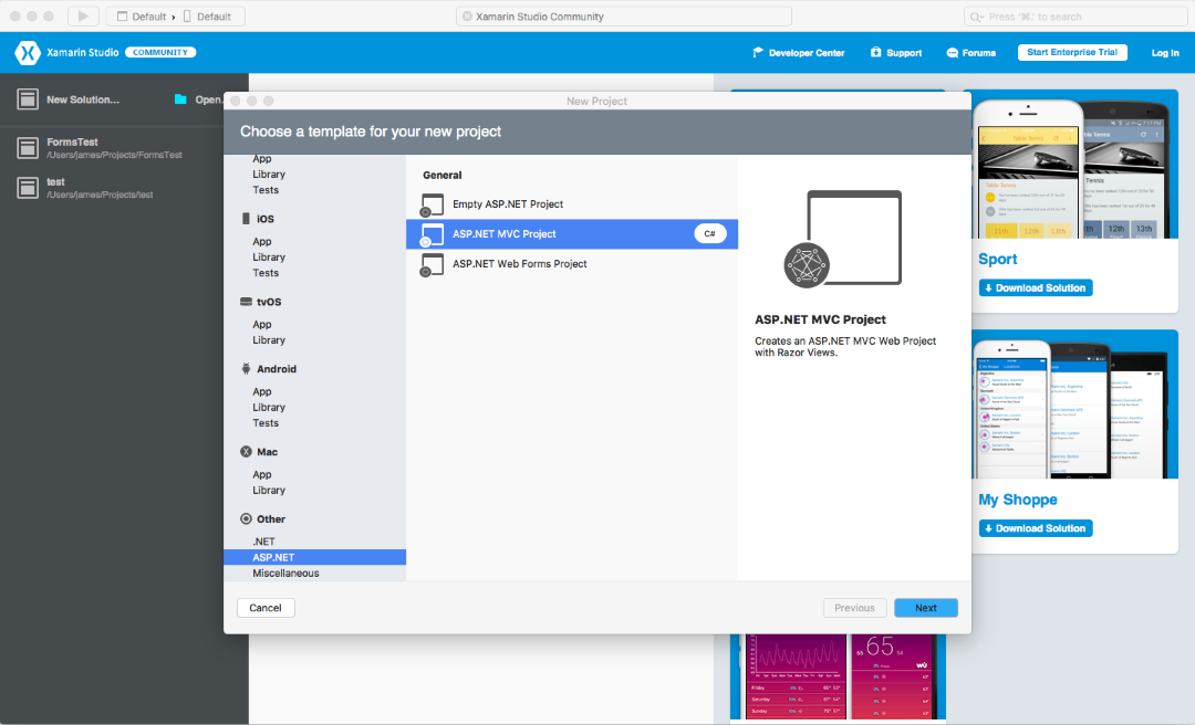 Xamarin Studio ASP.NET MVC