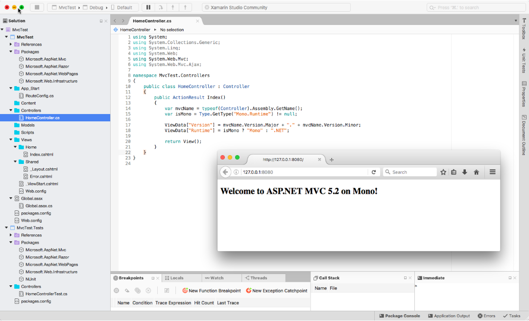 Xamarin Studio ASP.NET MVC 5.2 with Firefox