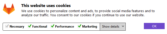 GitLab's cookie consent form