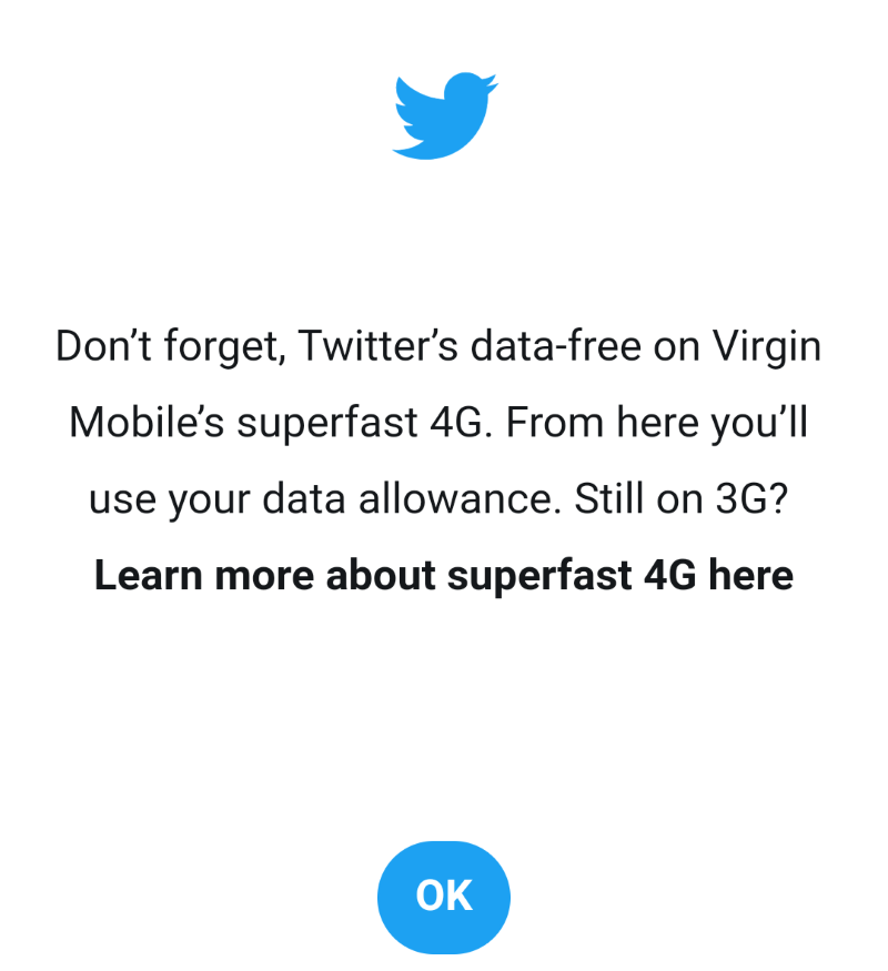 Virgin Mobile Twitter Modal