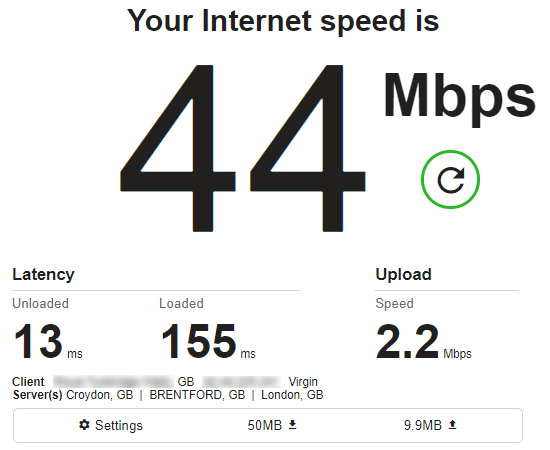 Virgin Media Speed Test