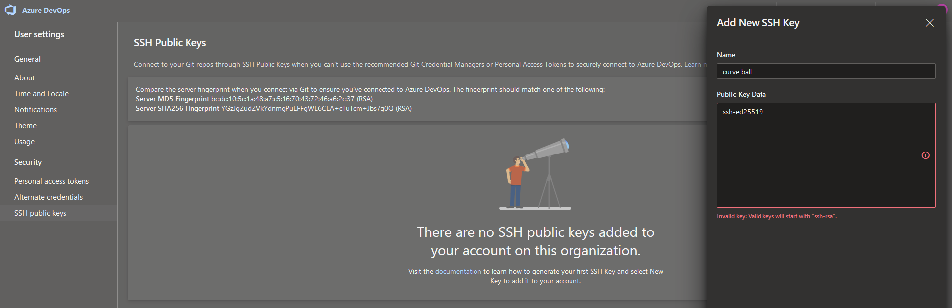 Azure DevOps SSH RSA FAIL