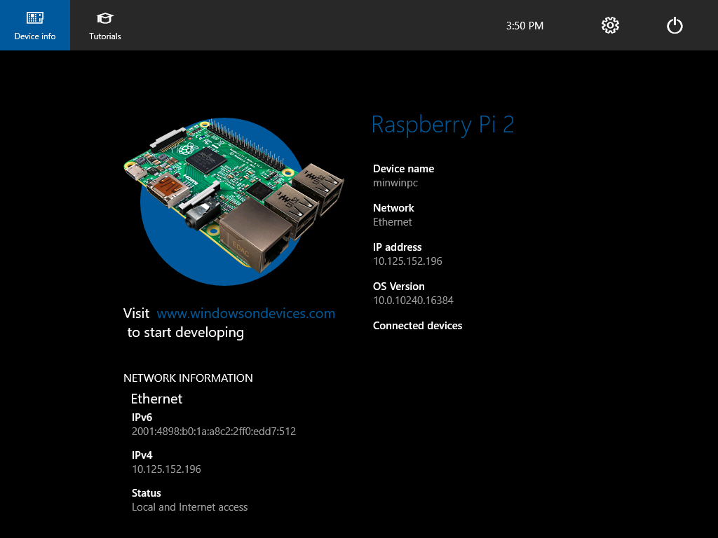 Default App Win Pi 2