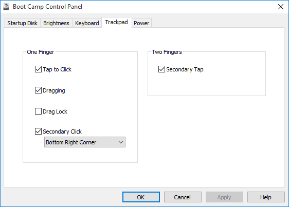 bootcamp trackpad